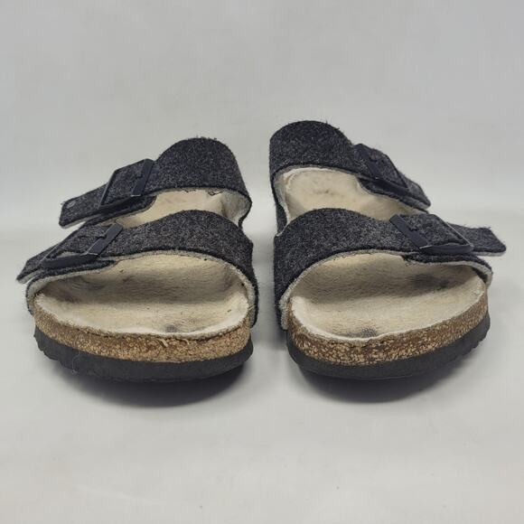 Birkenstock Arizona Sandals EU41 US8.5 Rivet Wool Felt Doubleface Gray Slip On